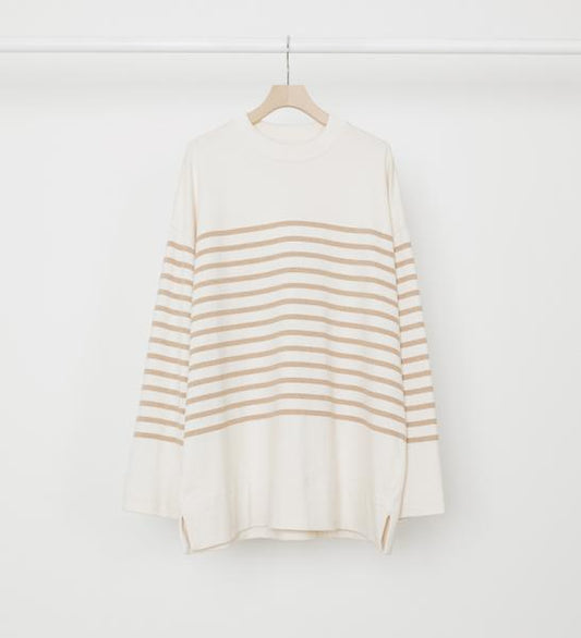 BOX Tee LONG SLEEVES ECRU×NATURAL BROWN