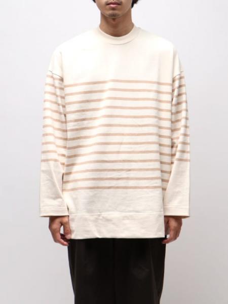 BOX Tee LONG SLEEVES ECRU×NATURAL BROWN