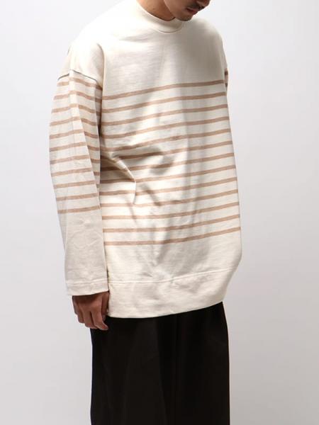 BOX Tee LONG SLEEVES ECRU×NATURAL BROWN