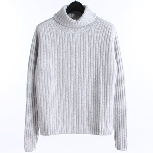 PLAITED RIB TURTLENECK P.GRY