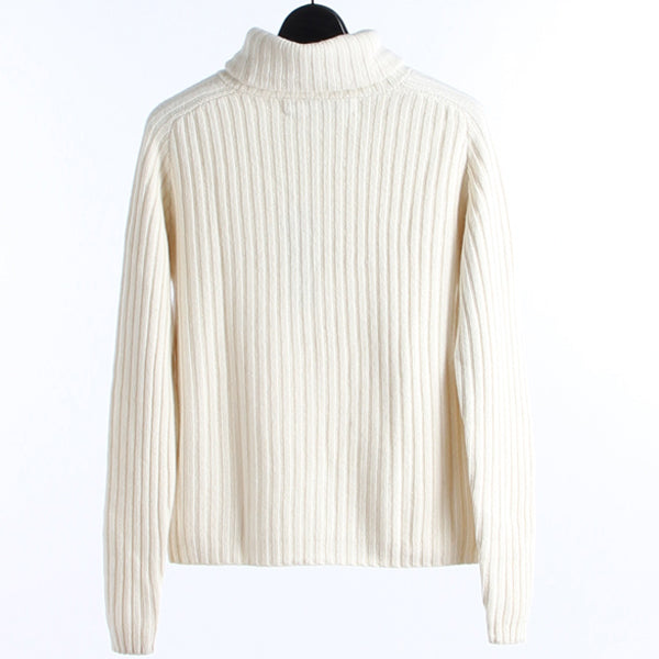 PLAITED RIB TURTLENECK IVORY