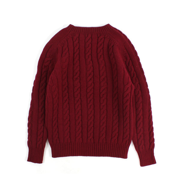 Crew Neck Cable Knit -bordeaux-