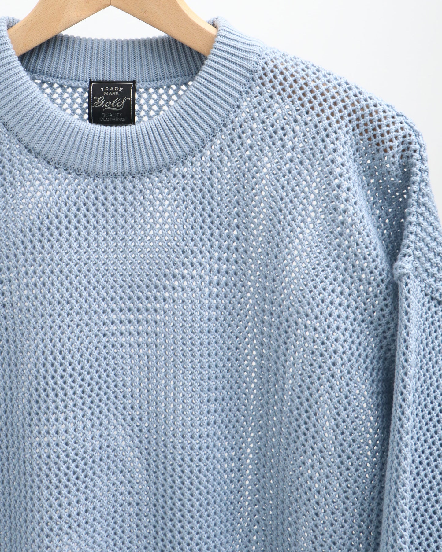 COTTON MESH KNIT CREW NECK SHIRT 90254