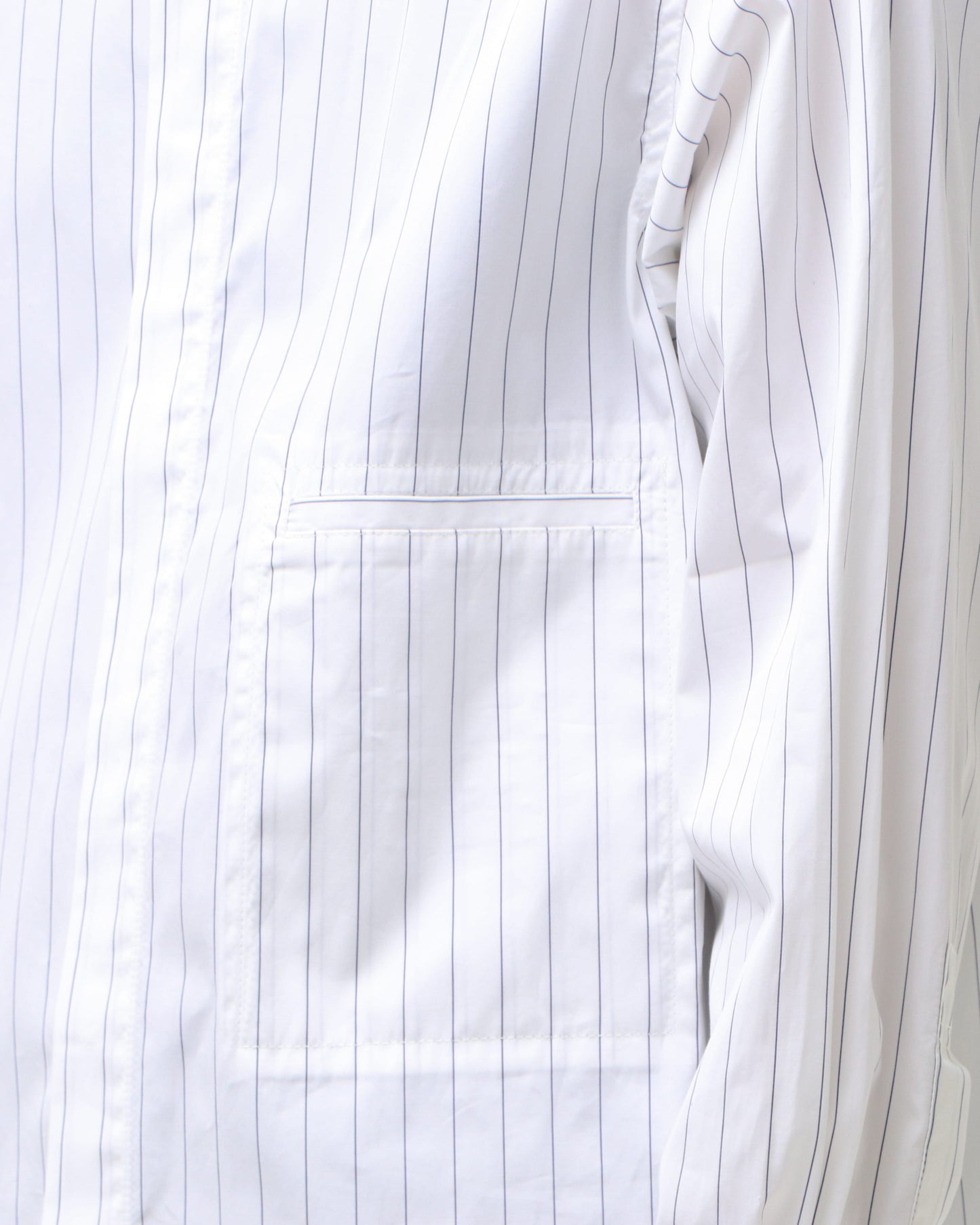 STRIPED BAND COLLAR SHIRTS WHITE(WIDE)