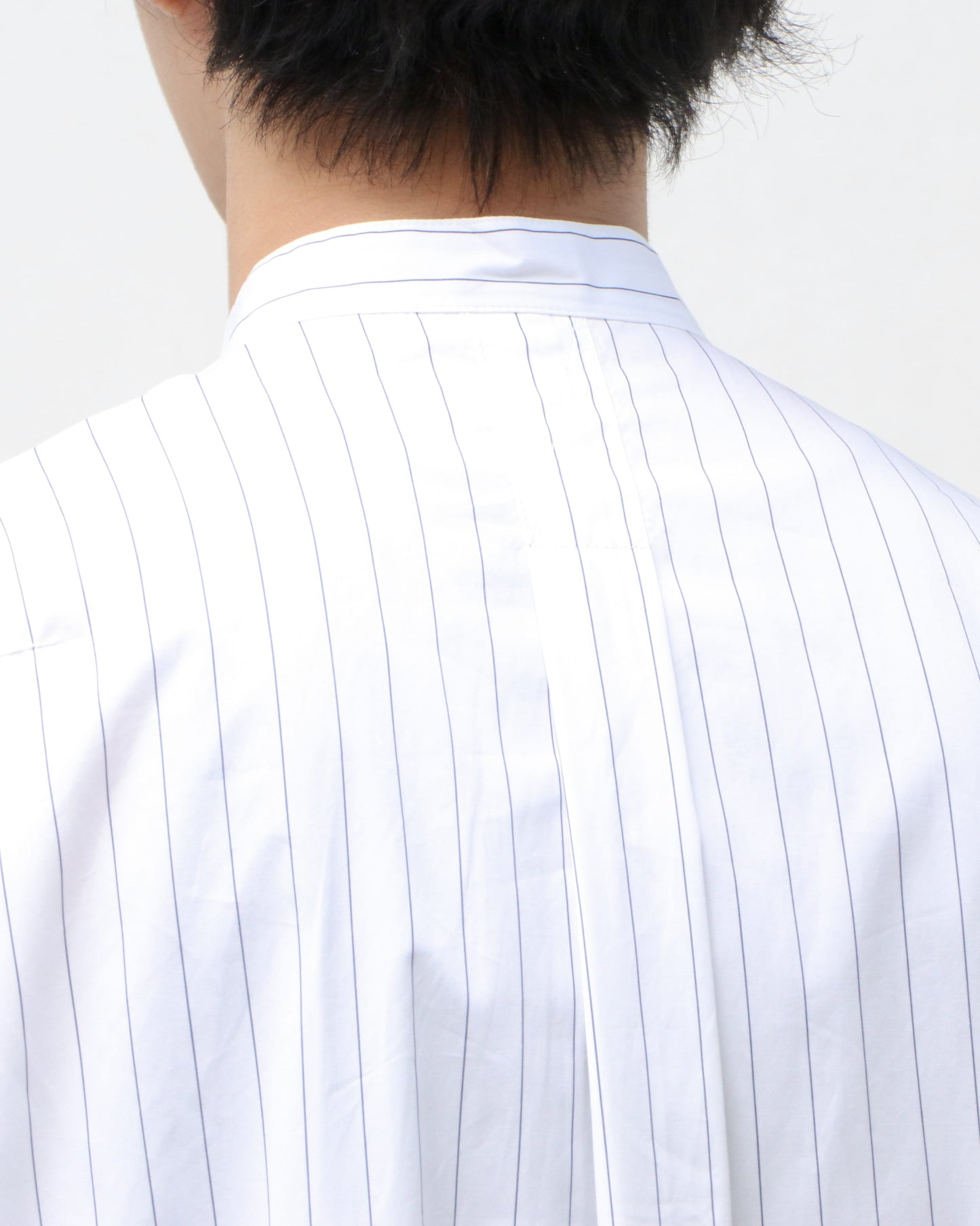 STRIPED BAND COLLAR SHIRTS WHITE(WIDE)