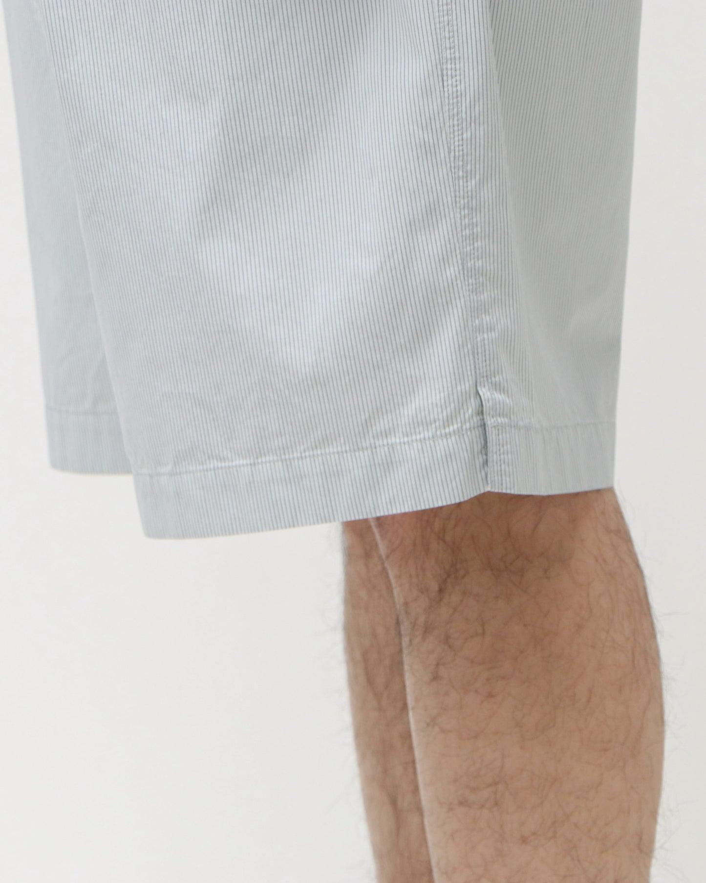 GARMENT DYE STRIPE BELTED WIDE SHORTS MIST GREEN