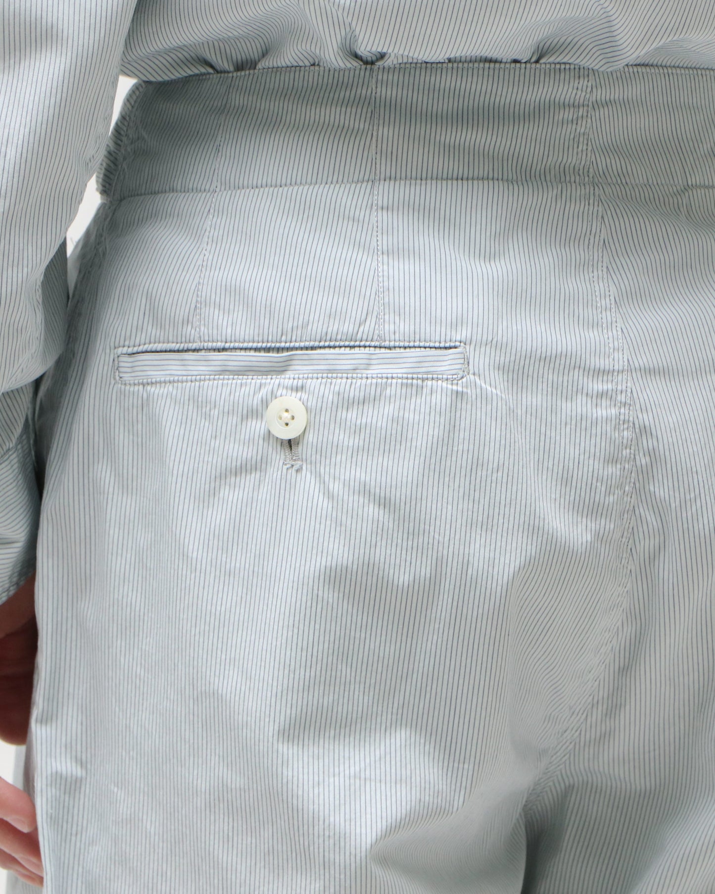 GARMENT DYE STRIPE BELTED WIDE SHORTS MIST GREEN