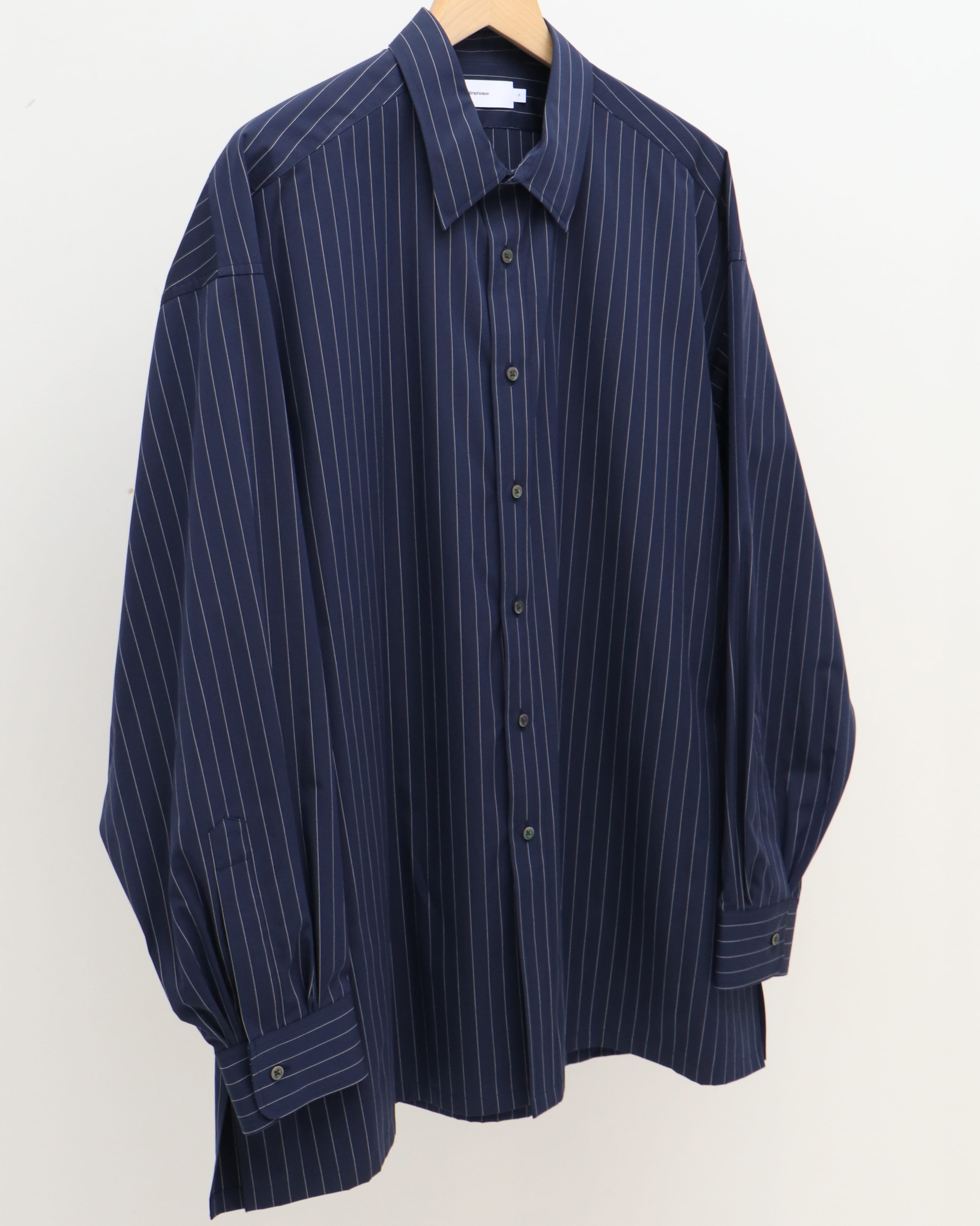 ShiHighCountBroad Stripe BandCollar Shirt - www.genipabupraia.com.br