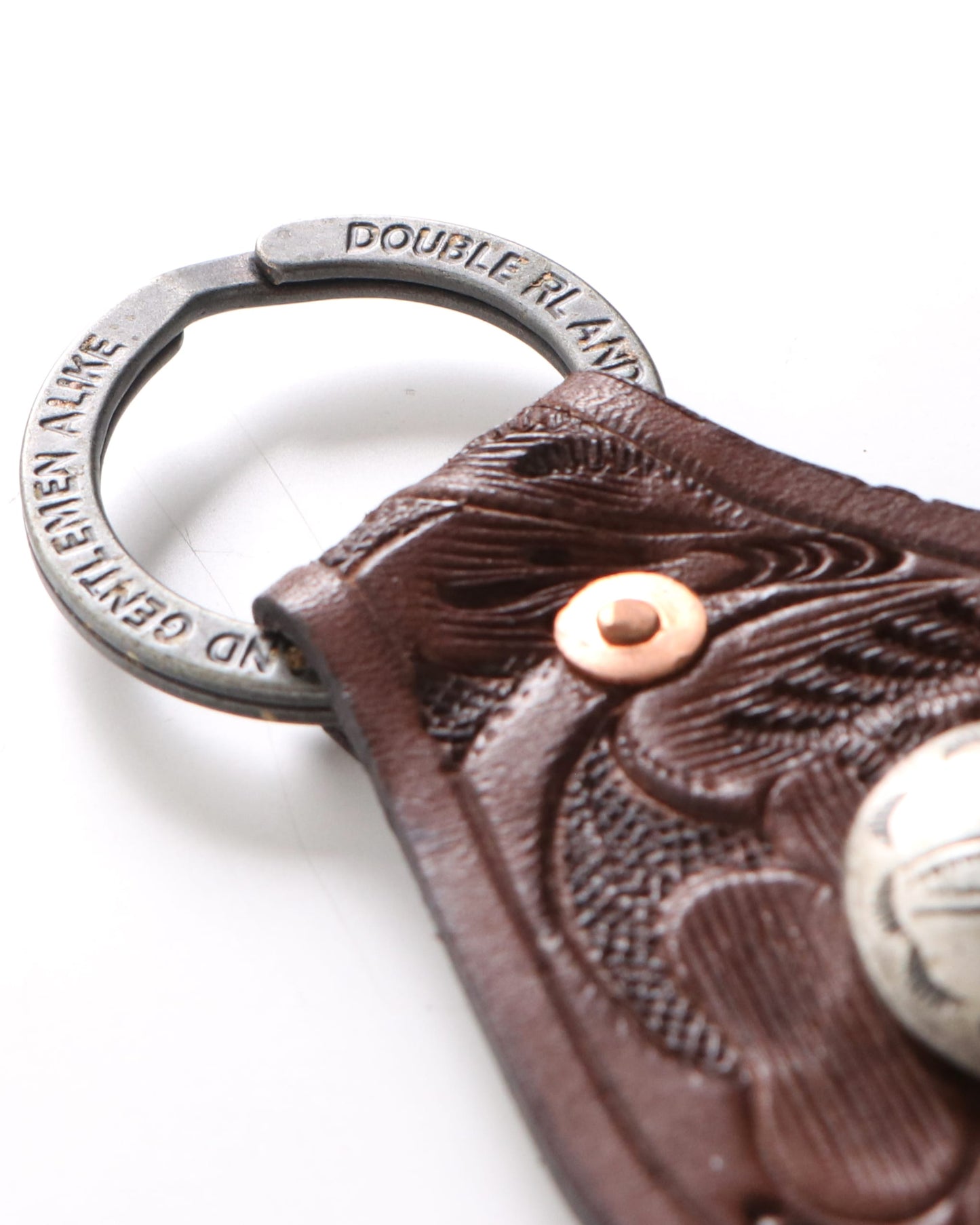 KEY RING-KEYFOB-EMBOSSED LEATHER-VEG
