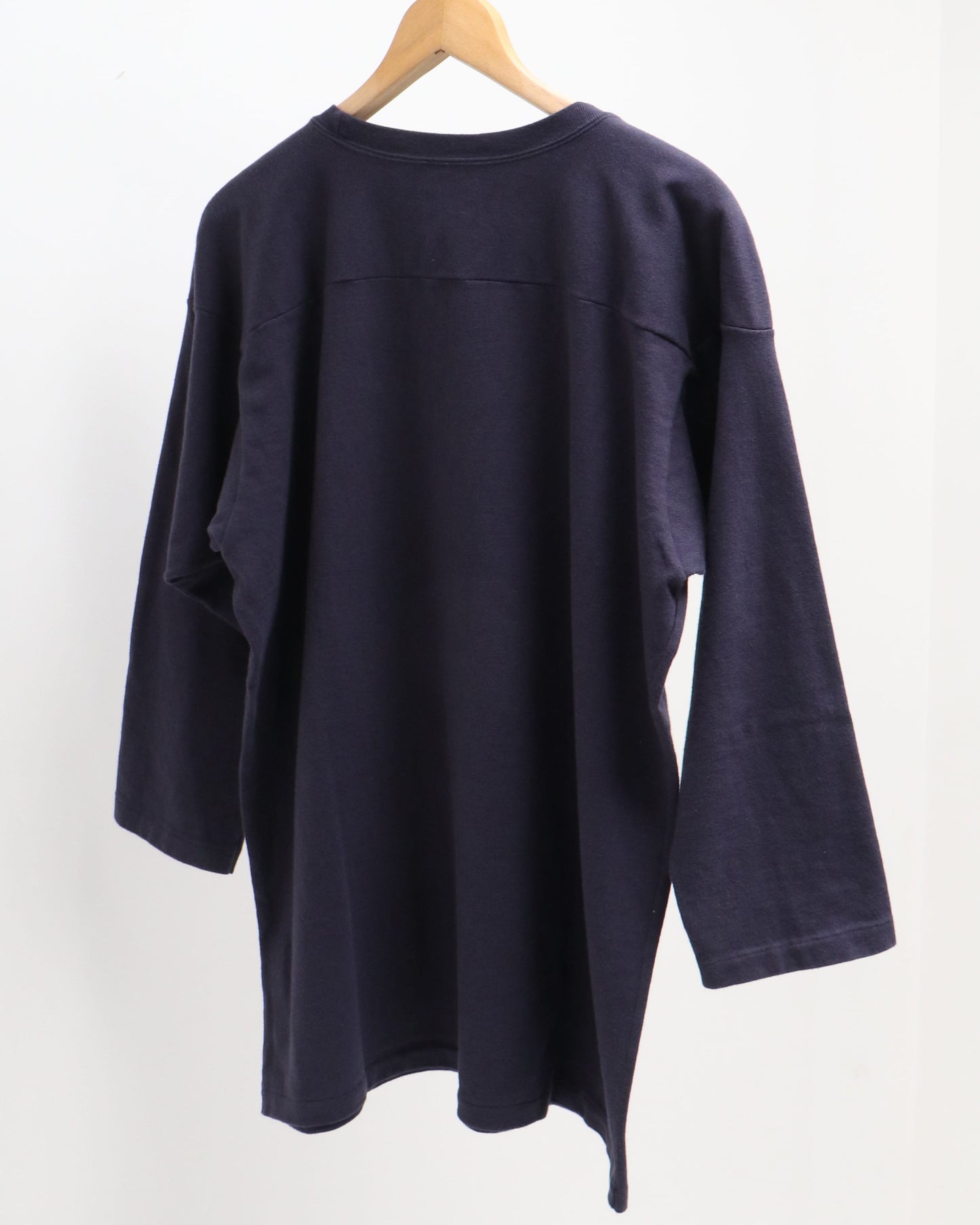 スビンコットン 12/-天竺 フットボール七分袖Tシャツ NAVY