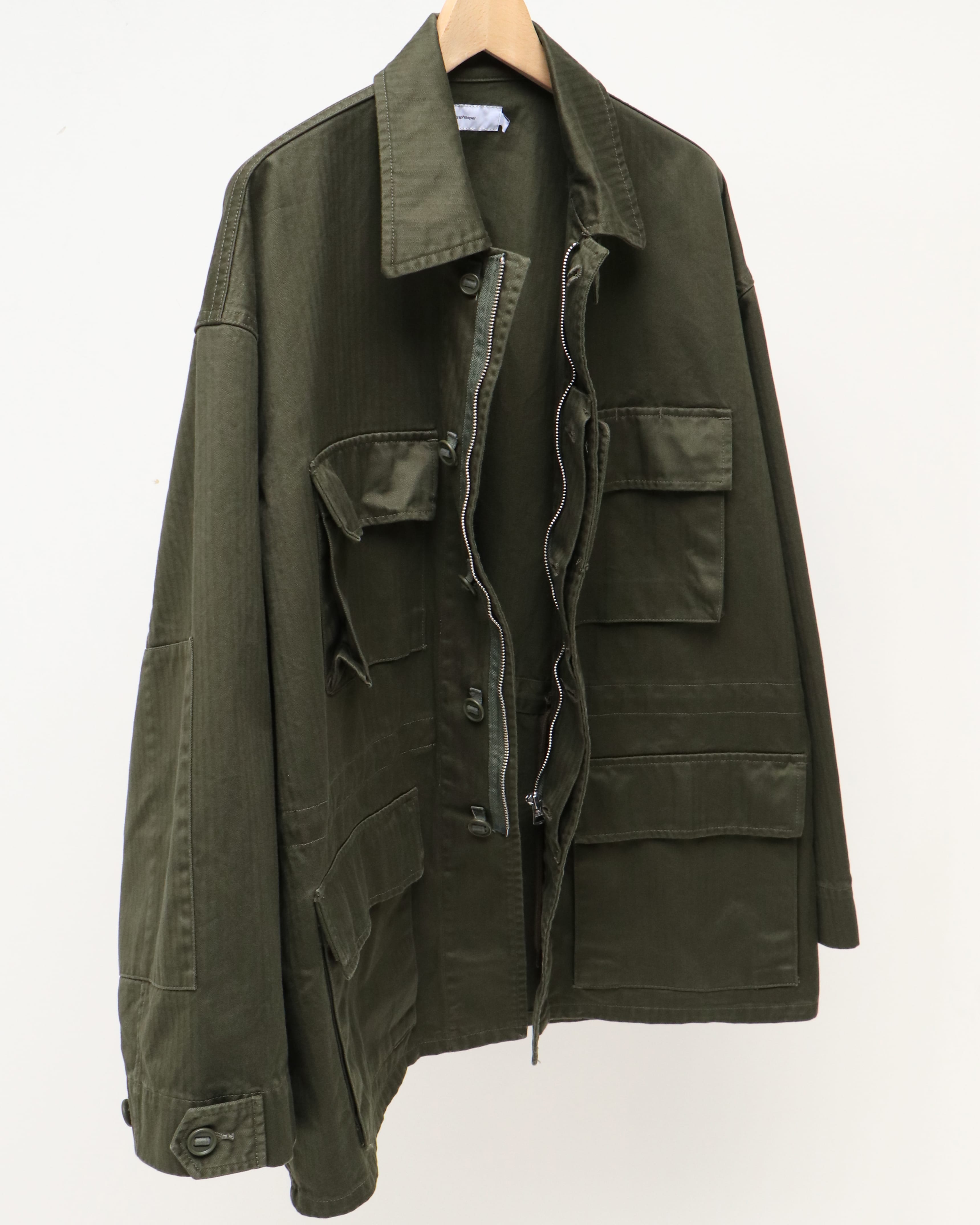 Suvin Herringbone Military Jacket KHAKI - ポイント対象外