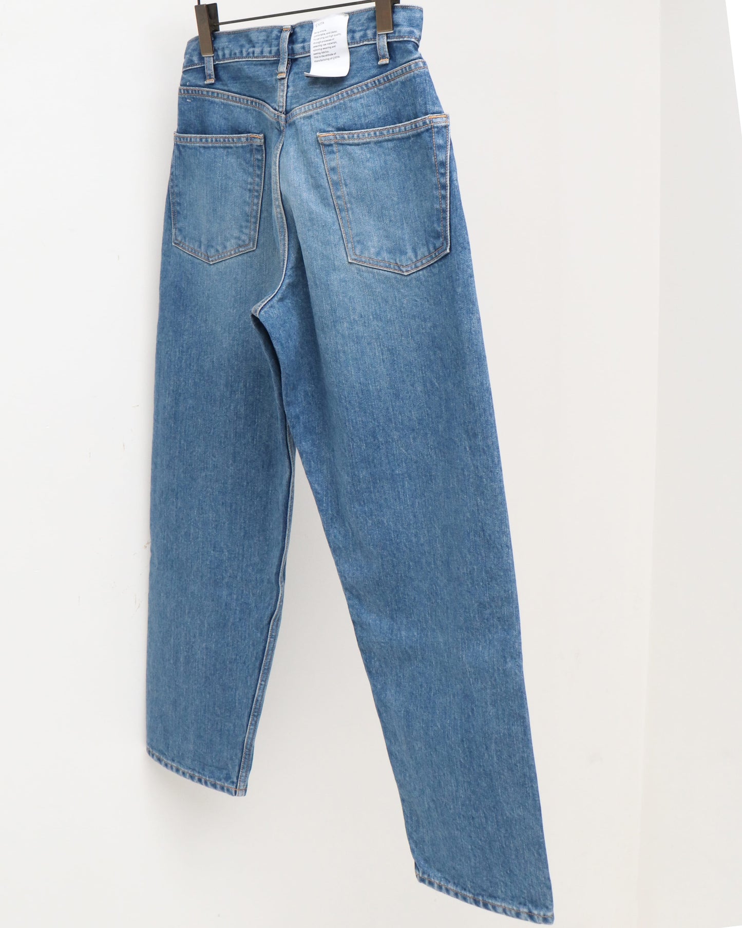 インディゴ スビンコットン 13.5oz ワイドテーパードデニム MEDIUM DARK BLUE DAMAGE