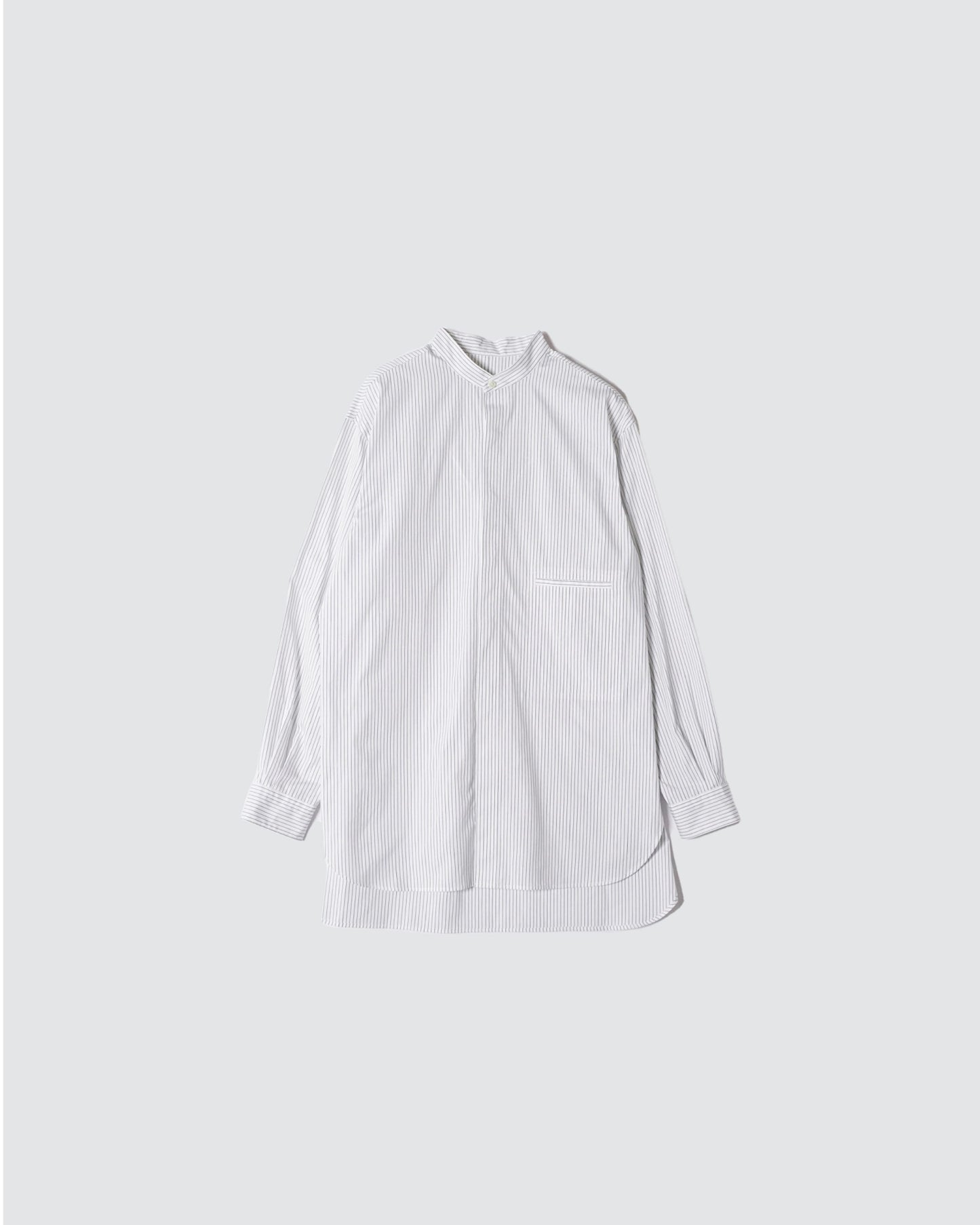 STRIPED BAND COLLAR SHIRTS WHITE(WIDE)