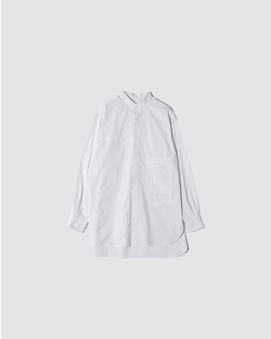 STRIPED BAND COLLAR SHIRTS WHITE(WIDE)