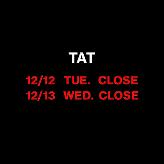 【TAT】   営業日についてのお知らせ