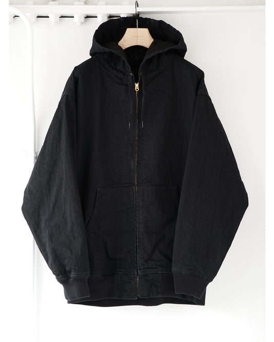 ブラックデニム ジップパーカ BLACK