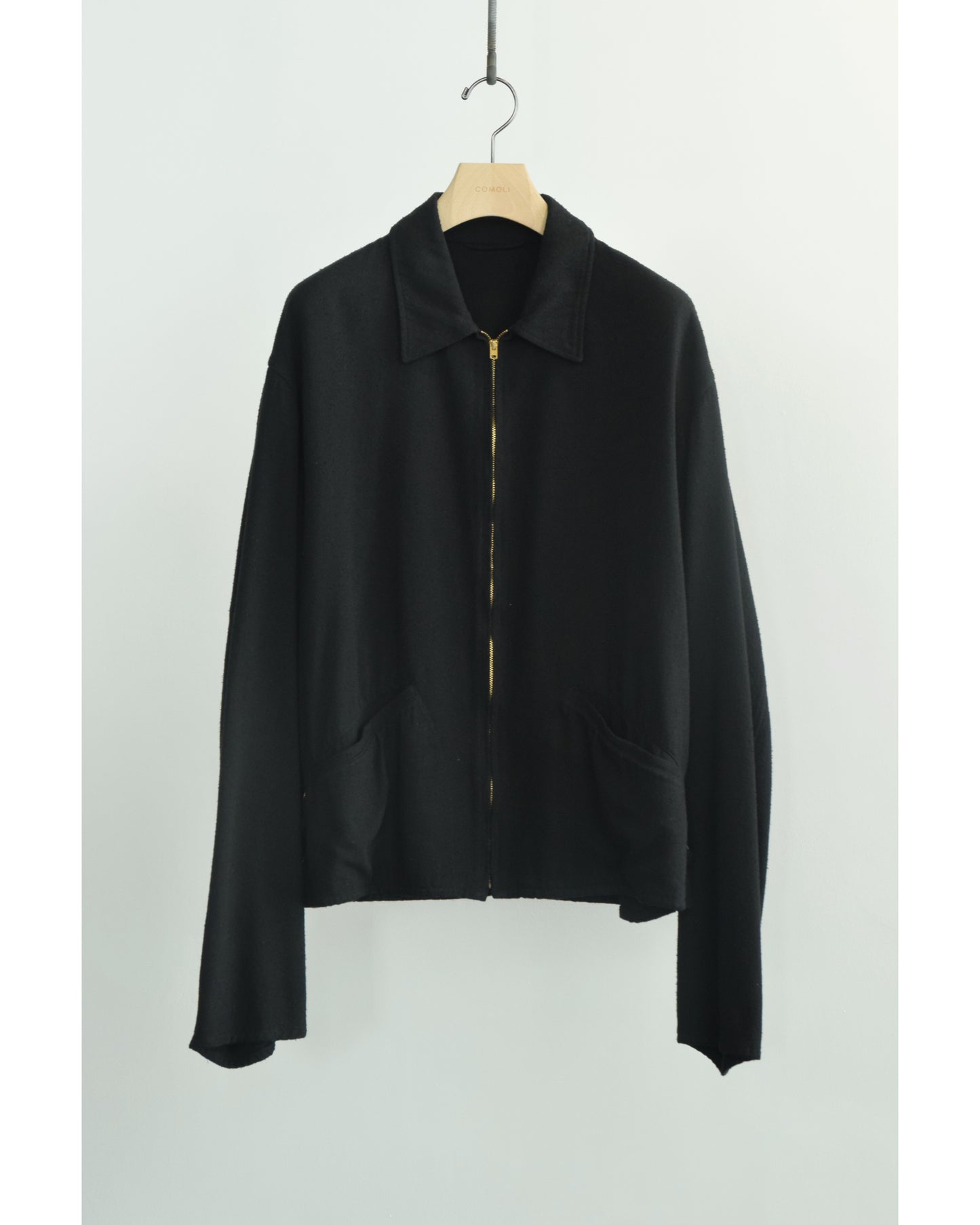 シルクネップ ジップショートジャケット BLACK