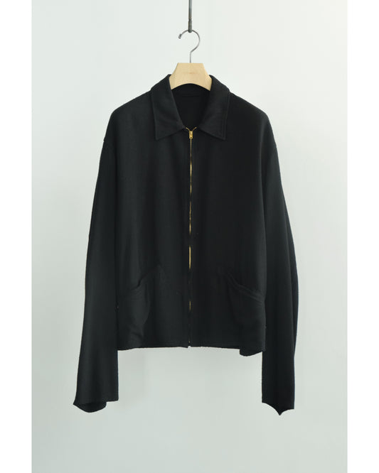 シルクネップ ジップショートジャケット BLACK
