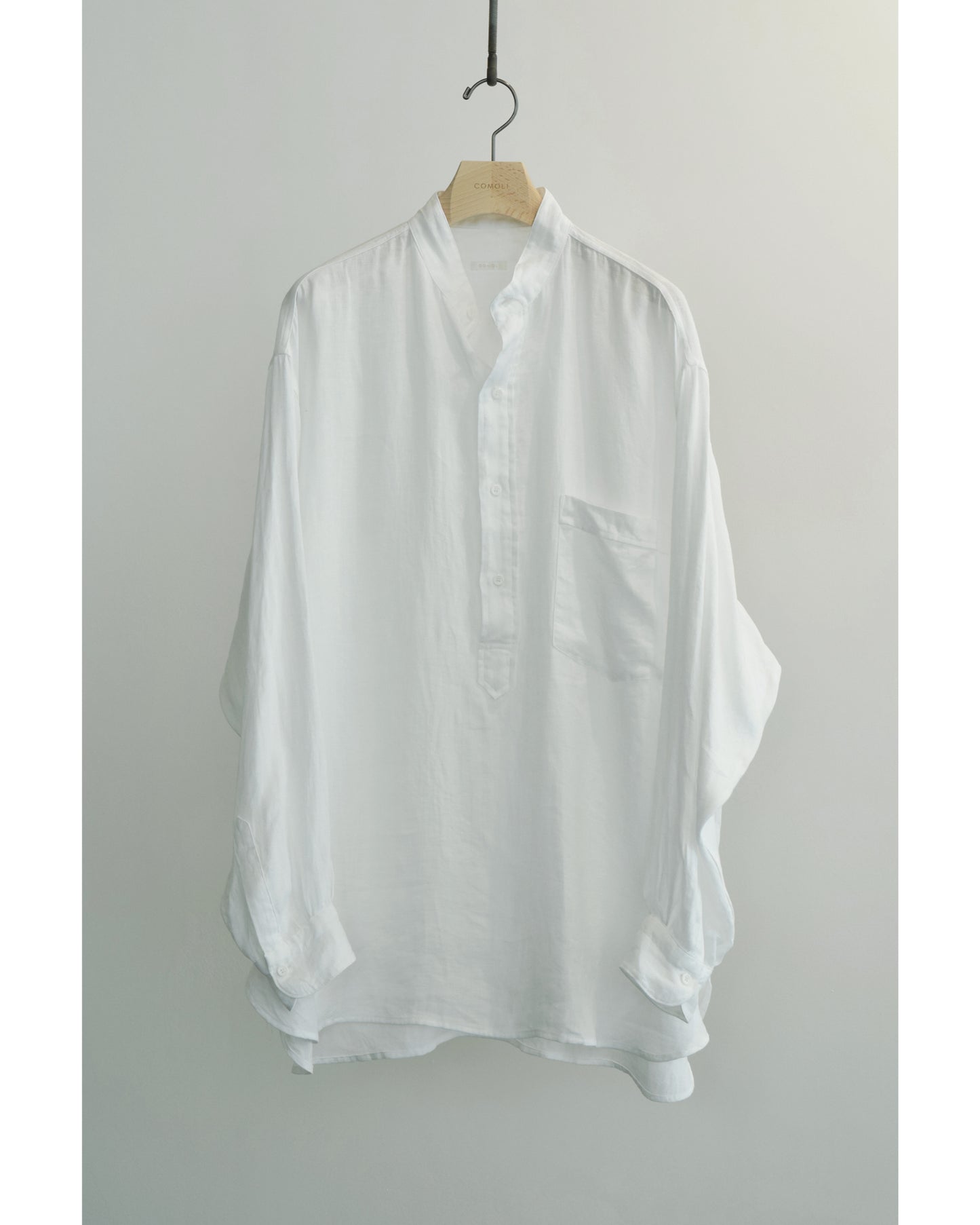 リネンWクロス プルオーバーシャツ WHITE