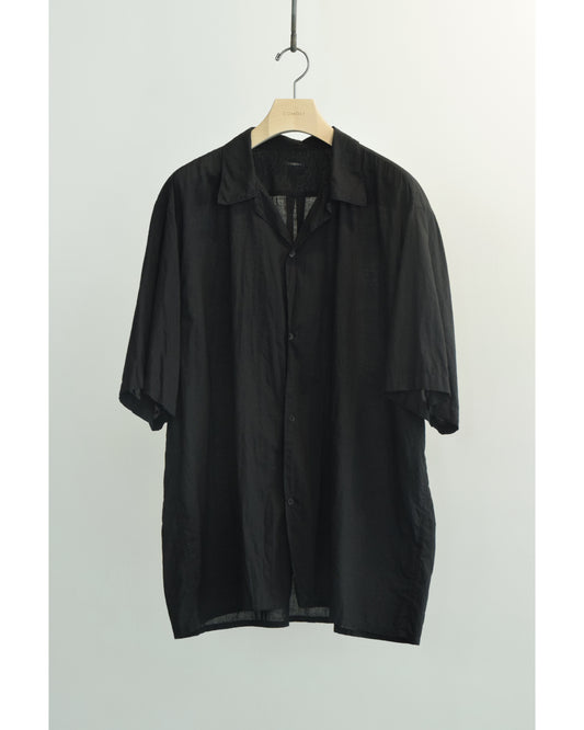 KHADIコットン 半袖オープンカラーシャツ BLACK