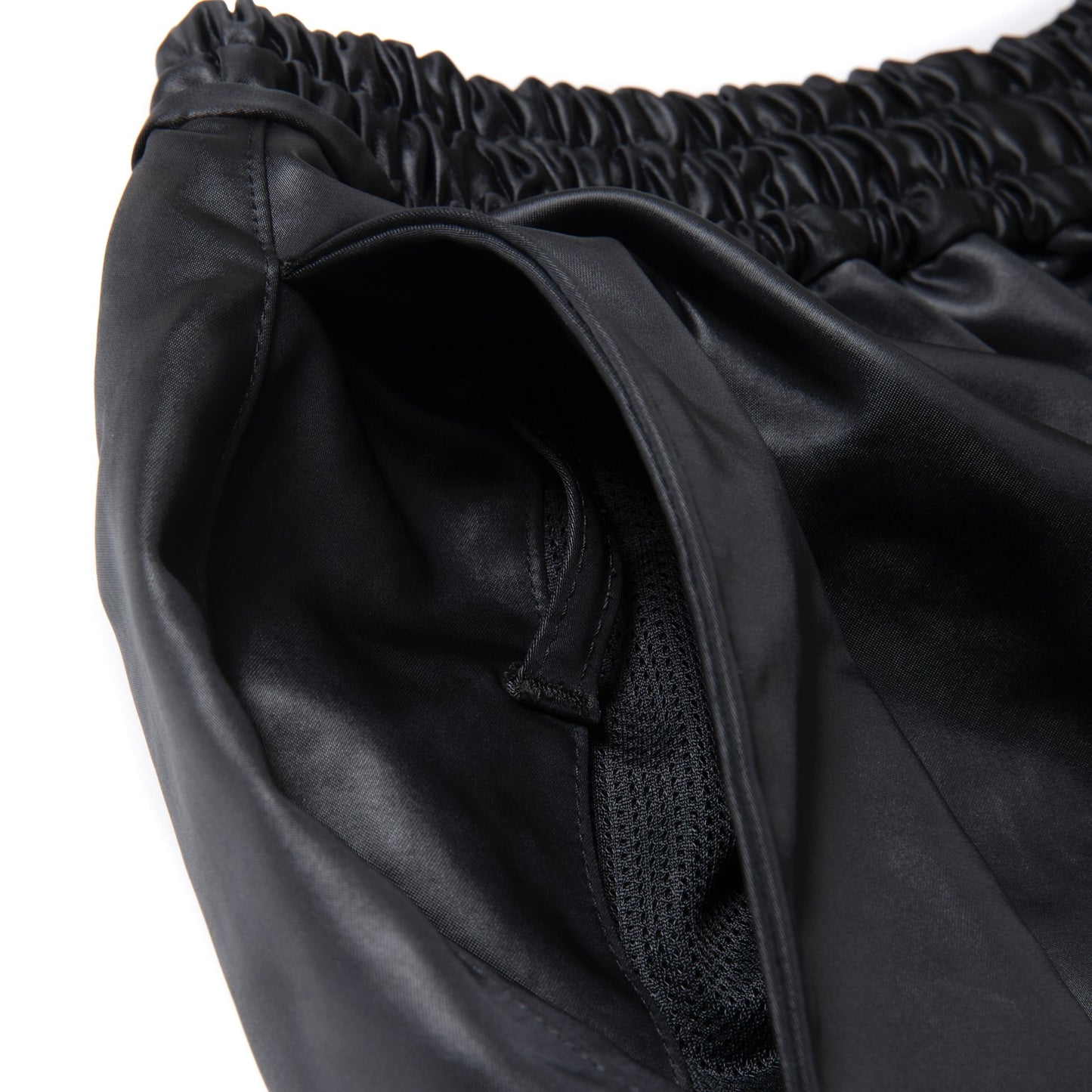 Damp Coated Satin Wide Track Pants