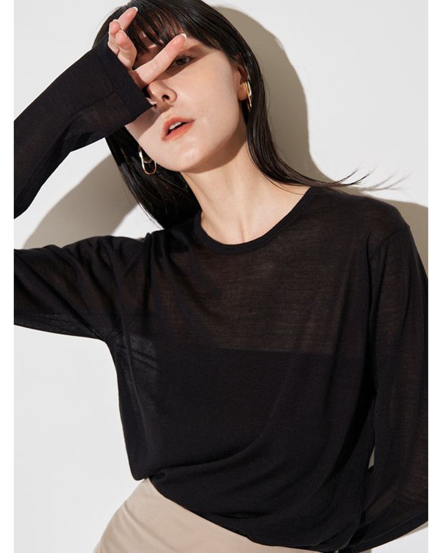 WOOL SHEER LONG-T KT