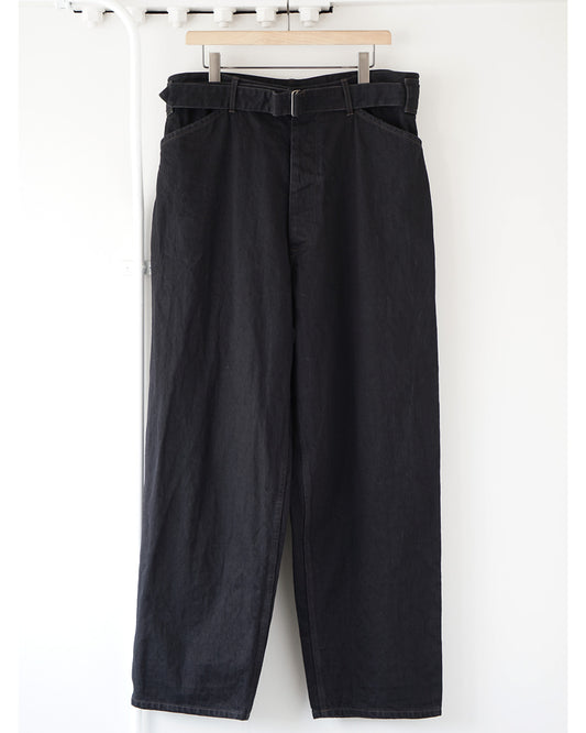 ブラックデニム ベルテッドパンツ BLACK