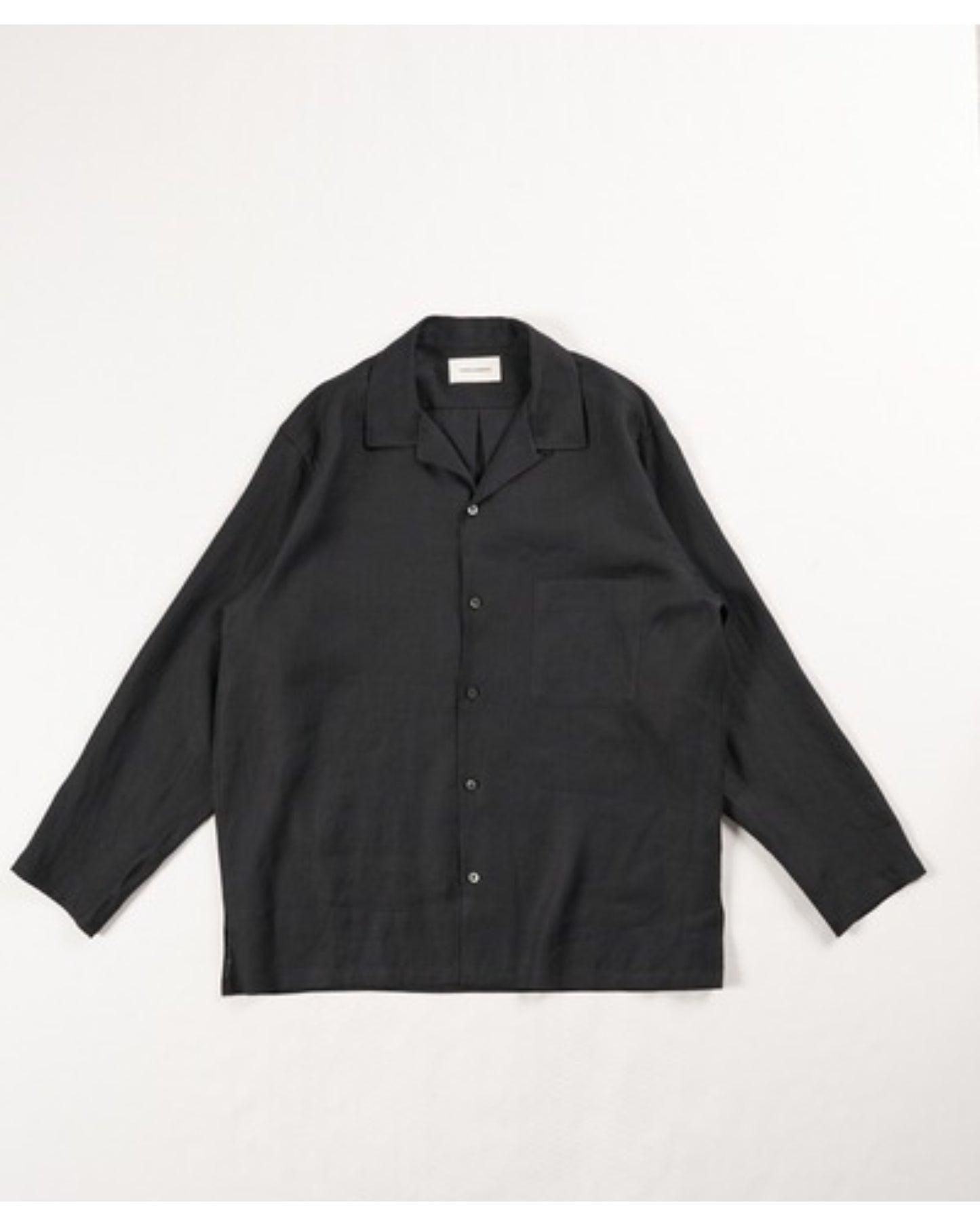 COMFORT FIT OPEN COLLAR SHIRT BLACK