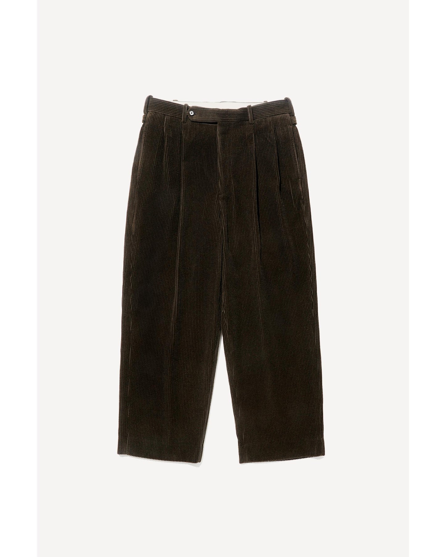 Wool Corduroy Wide Tapered Trousers KHAKI