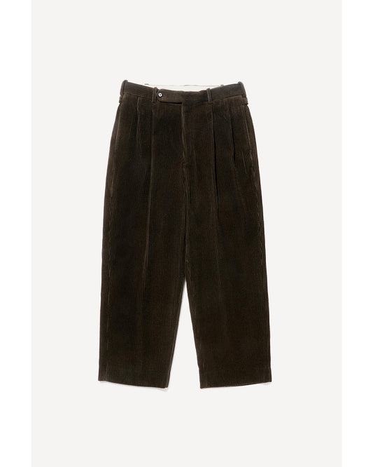 Wool Corduroy Wide Tapered Trousers KHAKI