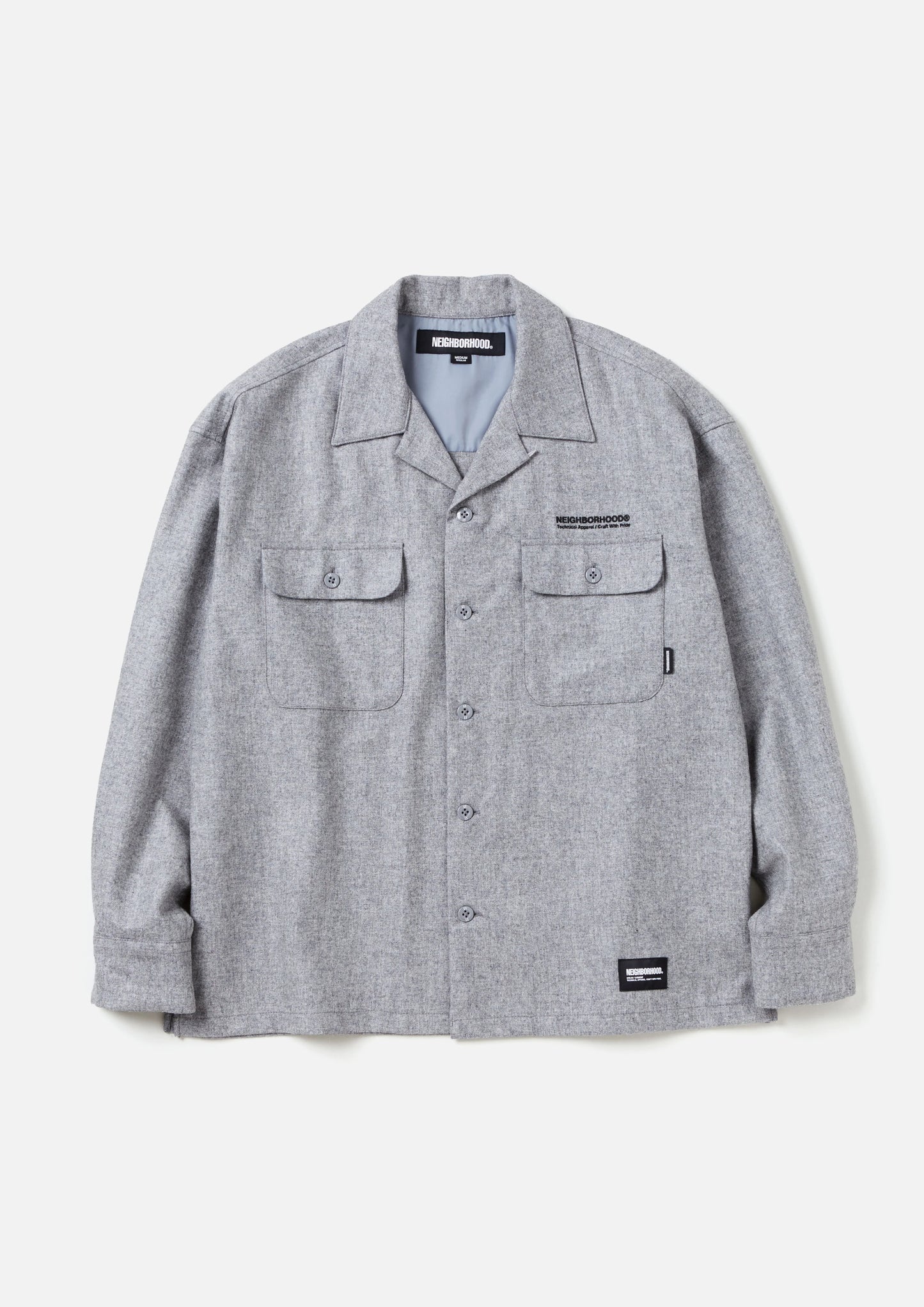 WOOL OPEN COLLAR SHIRT LS