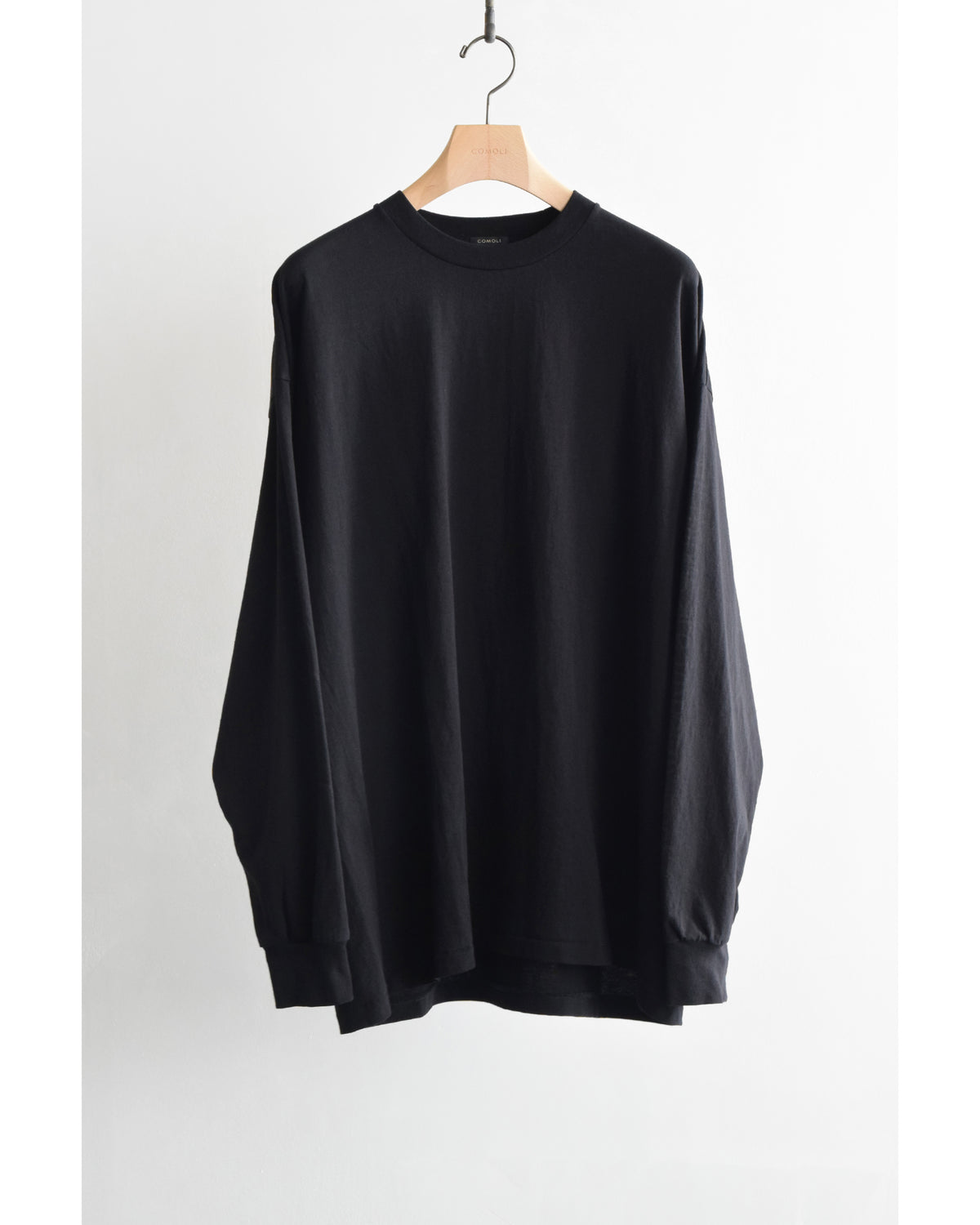 コットンジャージ プリント長袖Tシャツ BLACK