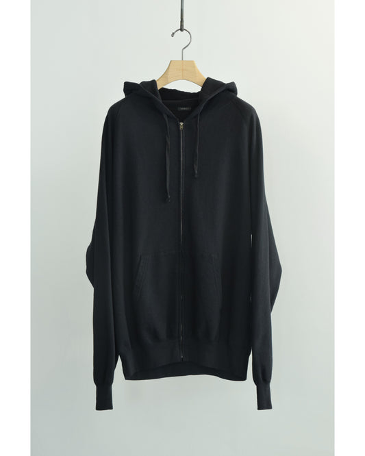 LWコットン裏毛 ジップパーカ BLACK