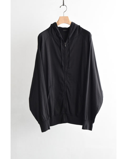 THINコットン ジップパーカ BLACK