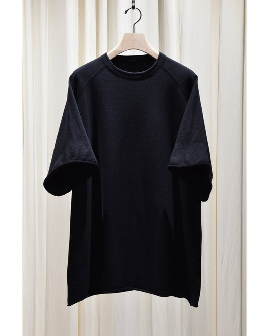 LWコットン裏毛 半袖クルー BLACK