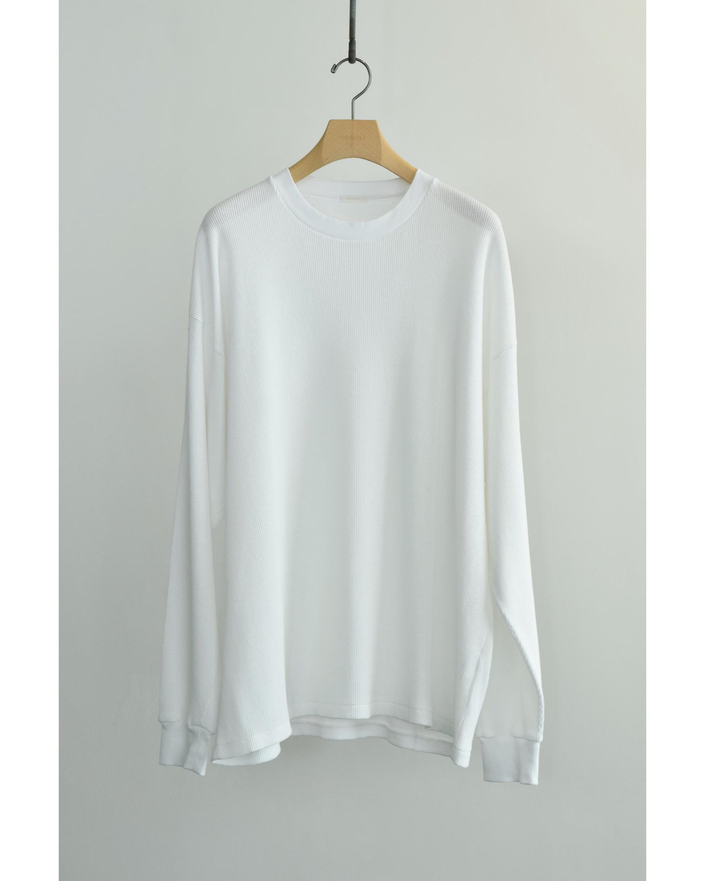 コットンワッフル 長袖Tシャツ WHITE
