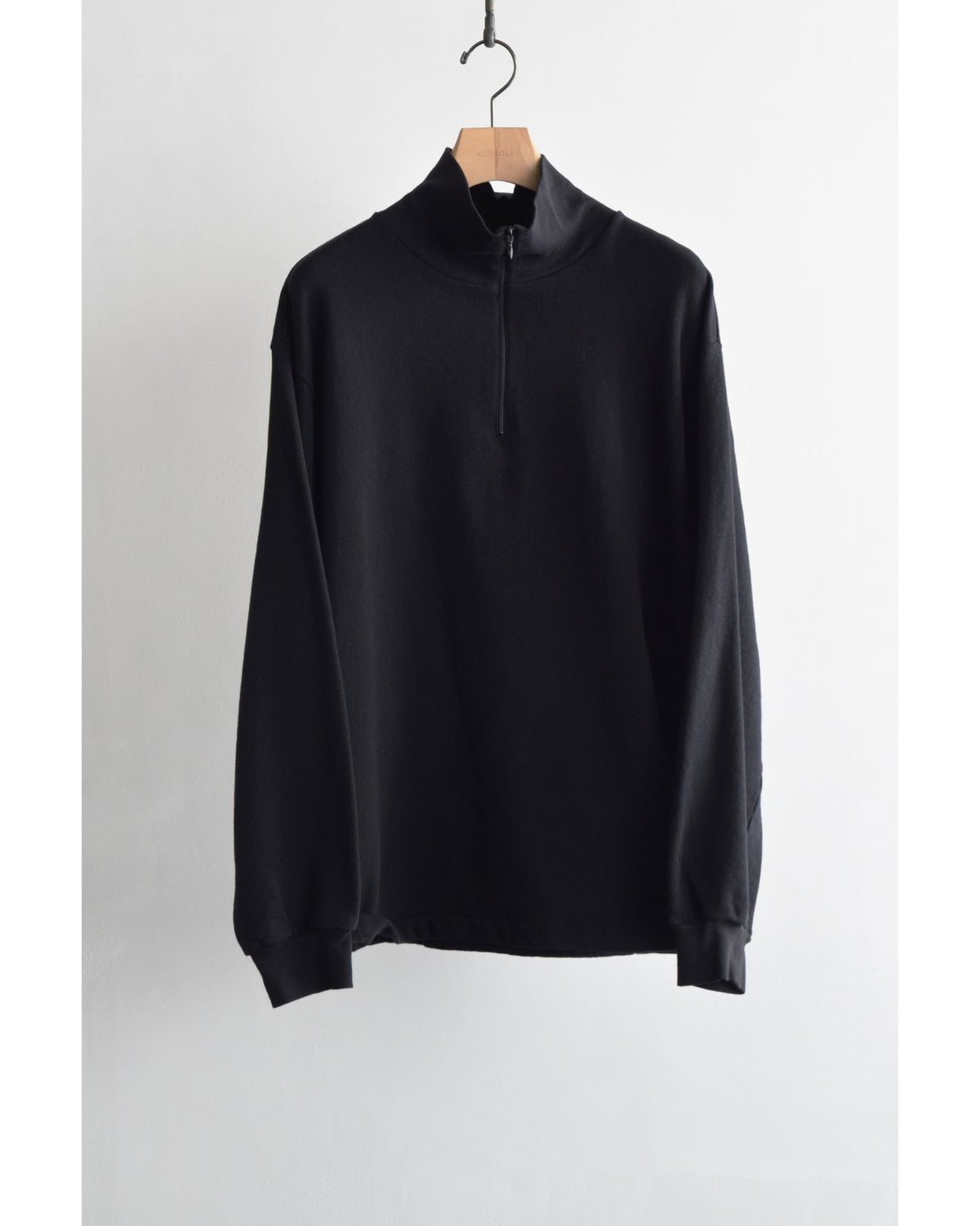コットンジャージ ハーフジップ BLACK