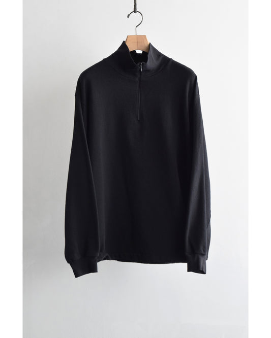 コットンジャージ ハーフジップ BLACK