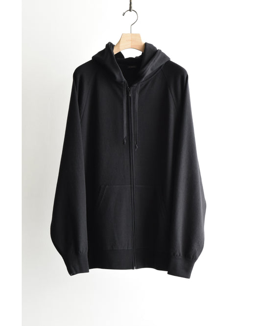 ウールニット ジップパーカ BLACK