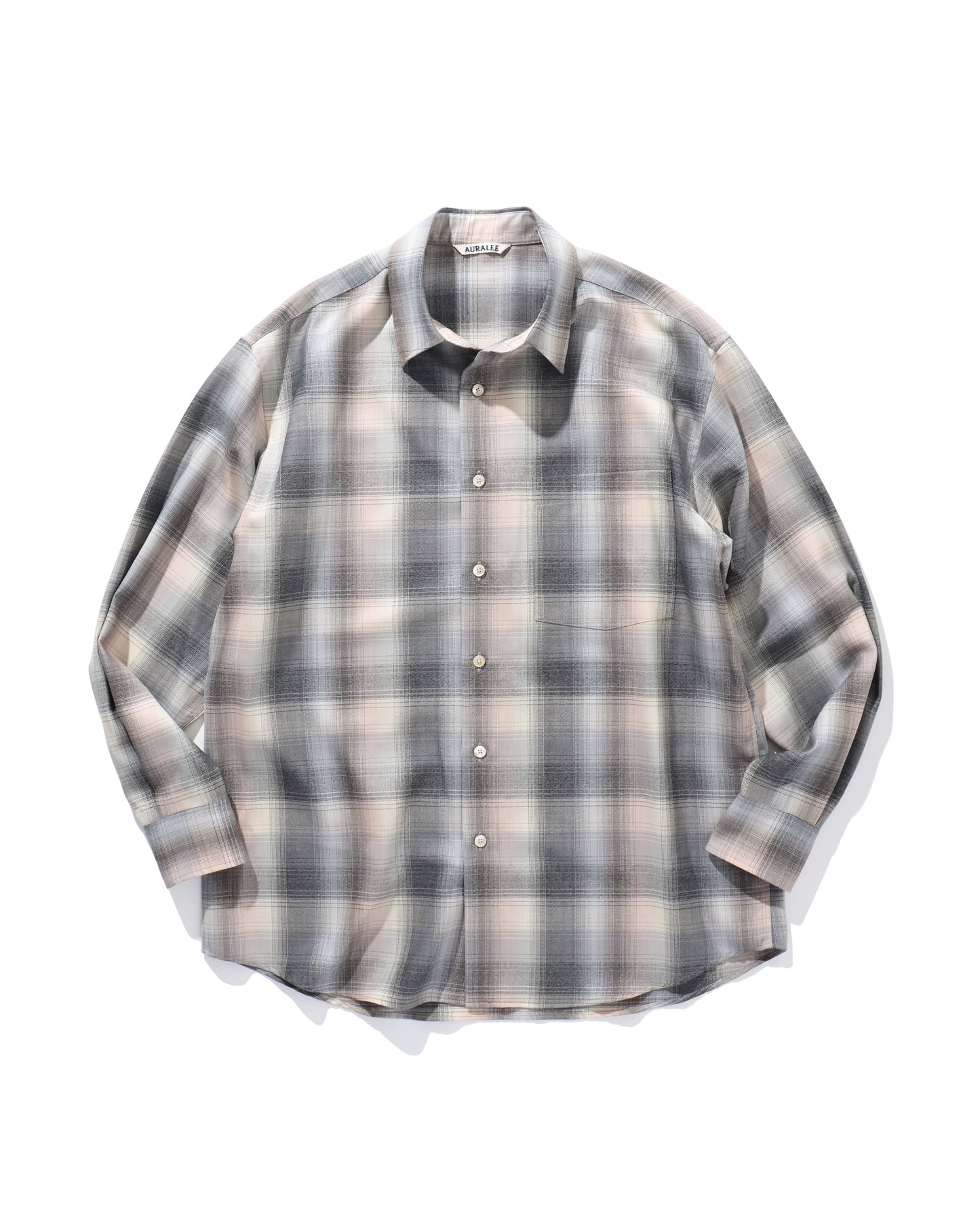 SUPER LIGHT WOOL CHECK SHIRT BEIGE BLUE CHECK