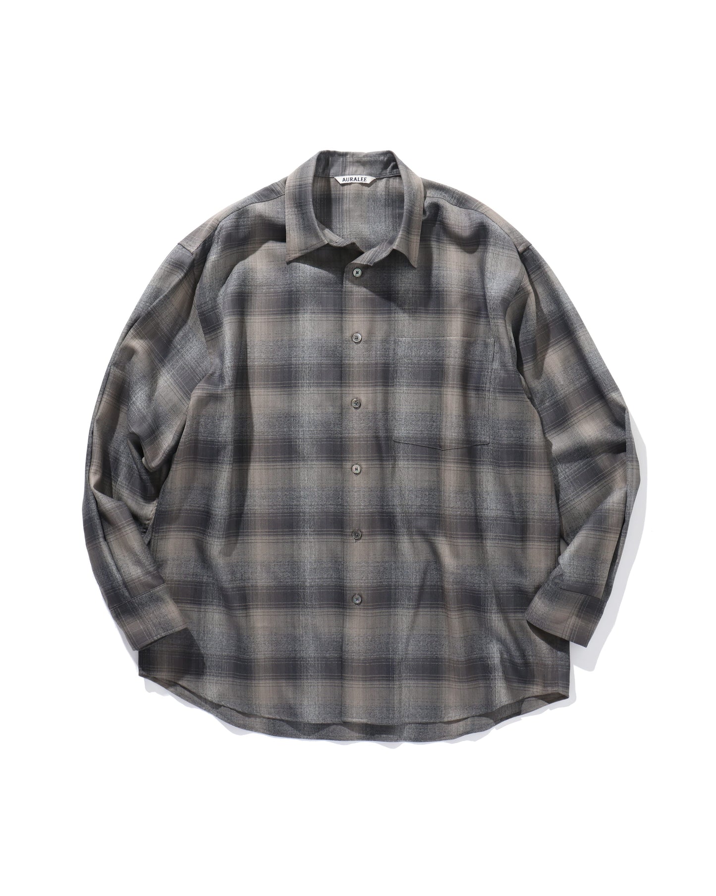 SUPER LIGHT WOOL CHECK SHIRT CHARCOAL GRAY CHECK