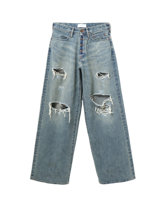 DAMAGED MODERN DENIM PANTS WIDE CUT