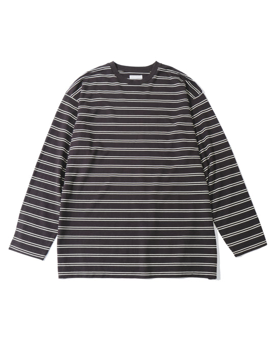 Hard Twisted Stripe Jersey L/S Tee BROWN WIDE STRIPE
