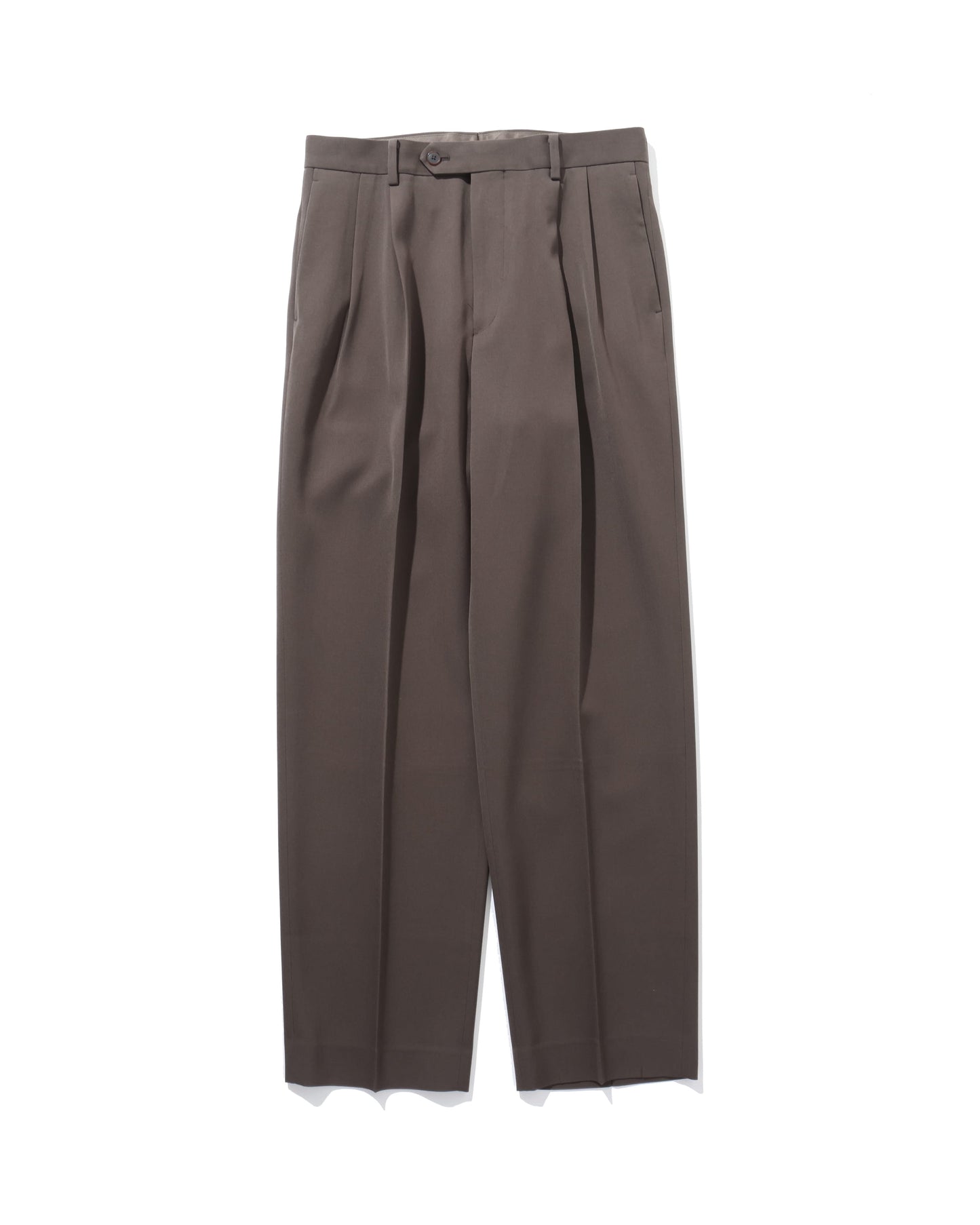 LIGHT WOOL MAX GABARDINE TWO-TUCK SLACKS DARK BROWN