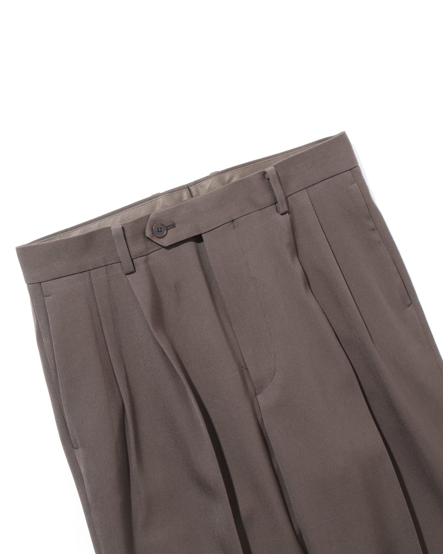 LIGHT WOOL MAX GABARDINE TWO-TUCK SLACKS DARK BROWN