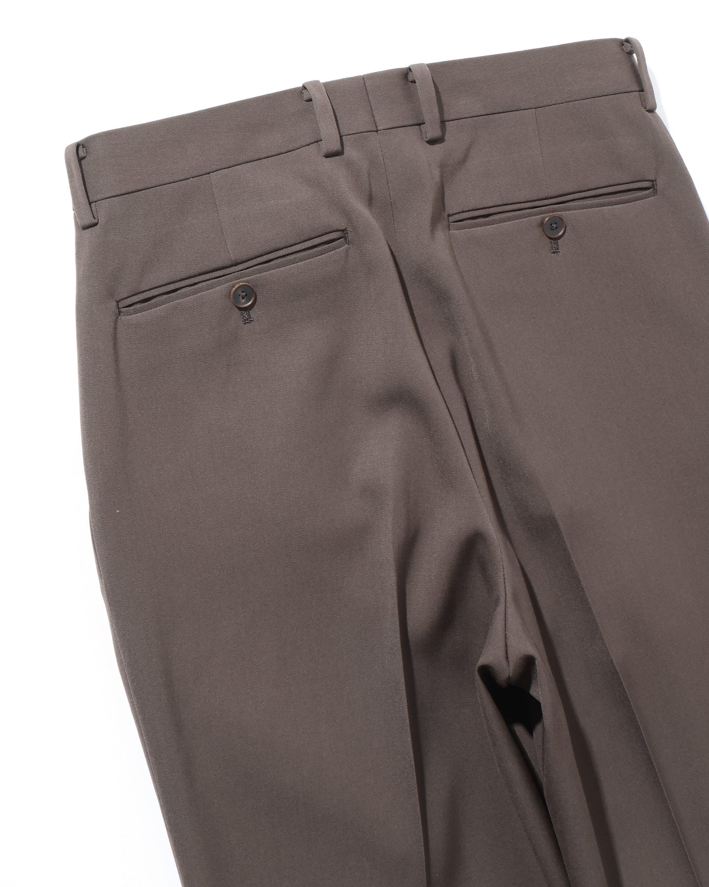 LIGHT WOOL MAX GABARDINE TWO-TUCK SLACKS DARK BROWN