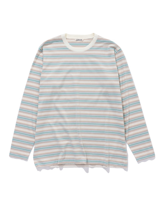 GRADIENT STRIPE JERSEY L/S TEE FADE BLUE STRIPE