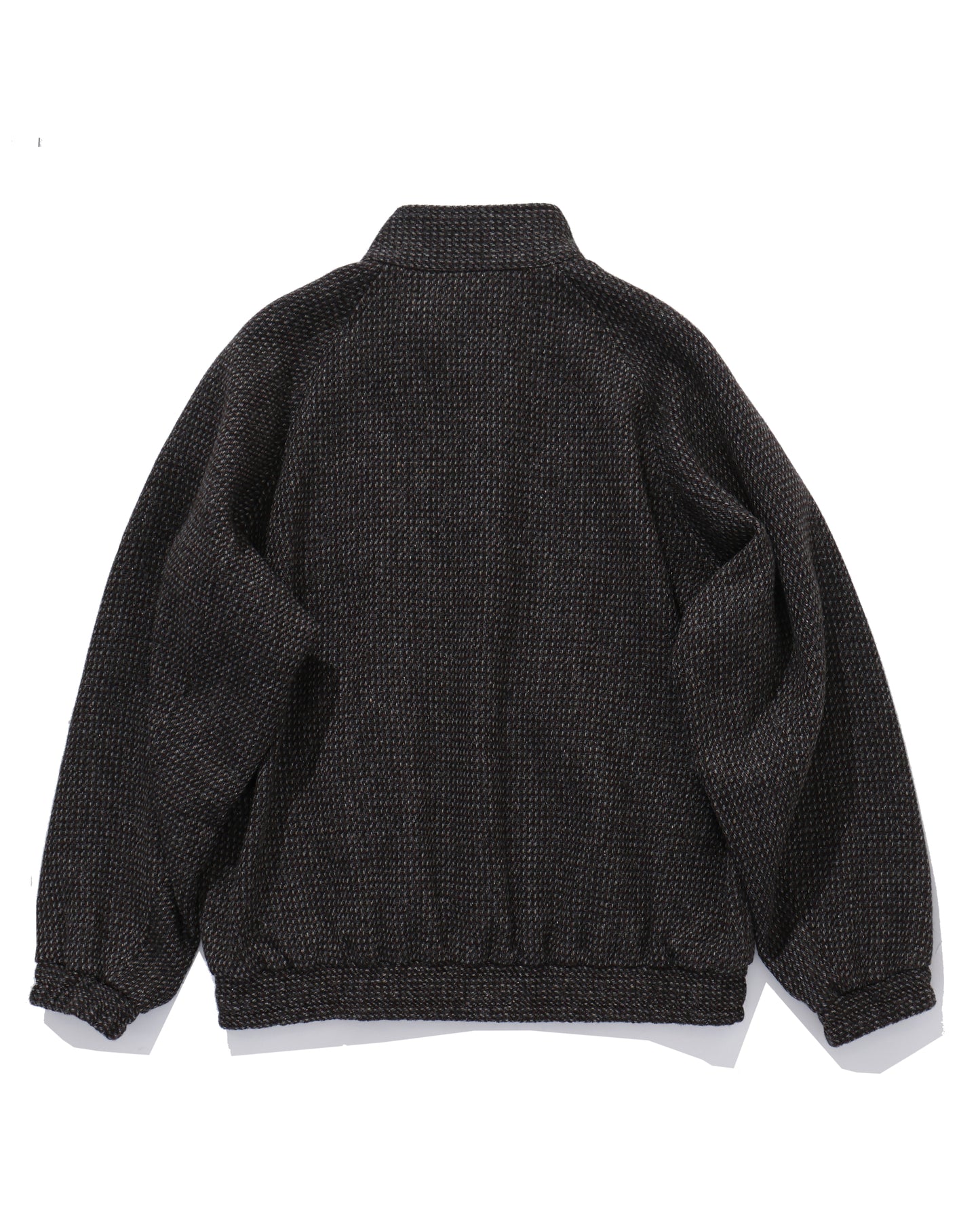 ALPACA WOOL SILK TWEED ZIP BLOUSON GRAY BROWN HAIRLINE