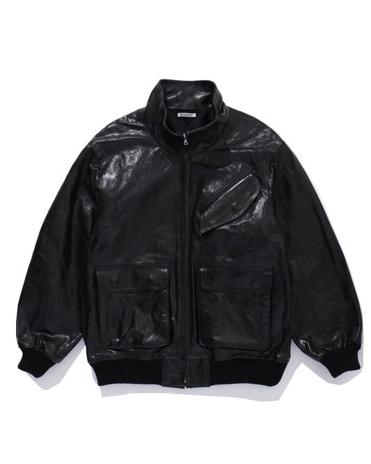 LAMB LEATHER ZIP BLOUSON BLACK