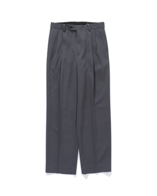 LIGHT WOOL MAX GABARDINE TWO-TUCK SLACKS DARK GRAY